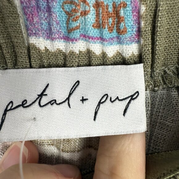 Petal & Pup Aoife Olive Stamp Print Maxi Dress XS Linen Blend Summer Vacation - Picture 7 of 9